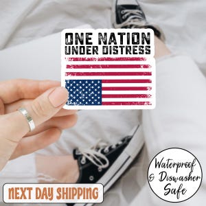 Ímã/adesivo para carro "Uma Nação em Perigo", Bandeira Americana de Cabeça para Baixo, Anti-Trump, Esquerdista Liberal Progressista, Proteja a Democracia