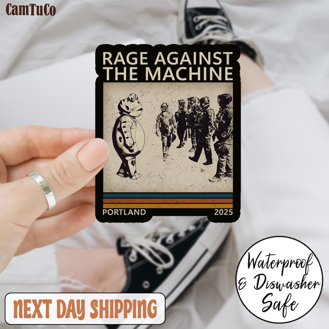 Rage Against the Machine Sticker, Resist Portland Frog Sticker