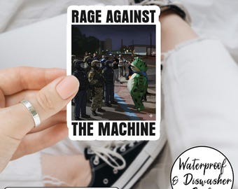 Sticker Rage Against The Machine, sticker weerstaan Portland Frog, sticker kikker weerstaan, sticker anti-IJS, sticker anti-Trump, Portland Freedom