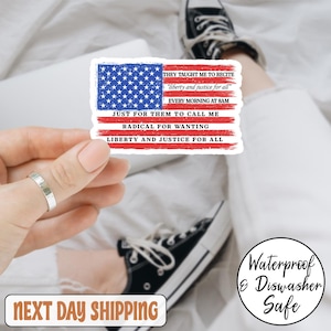 Sterren strepen en gelijke rechten sticker/automagneet, 4 juli sticker, Amerika vlag sticker, patriottische vrouwen cadeau, feministische Amerikaanse sticker