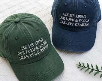 Embroidered Ask Me About Our Lord & Savior Graham Dad Hat, Briar University Di Laurentis 66 Dad Hat, Off Series Campus Hockey Romance Hat