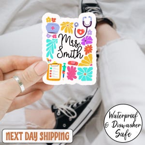 Adesivo personalizzato per insegnante con motivo floreale Boho per il ritorno a scuola, adesivo personalizzato con nome insegnante, adesivo per insegnante, insegnante personalizzato, primo giorno di scuola