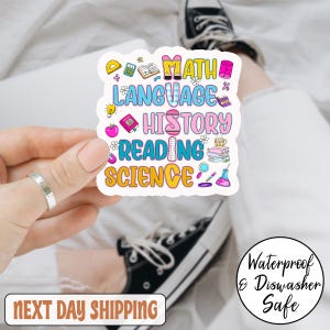 Math Language History Reading Science Teacher back To School Sticker, Back To School Sticker, Teacher Sticker, Teacher Gift