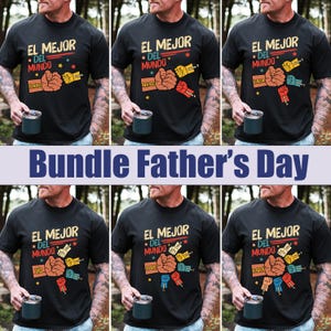 Personalized Toddler Kid El Mejor Papa Del Mundo Fist Bump Bundle Png, Vintage Spanish Papá Png, Custom Father's Day Png, Latina Dad Gift