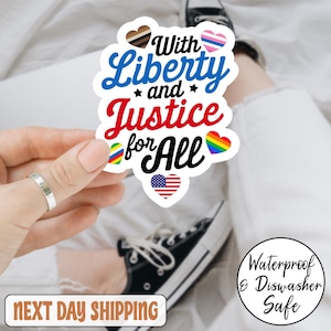 Adesivo/Ímã de carro LGBT Anti-Trump Liberdade e Justiça para Todos, Adesivo de Direitos Fundamentais, Adesivo Antirracismo, Adesivo de Direitos Humanos, Igualdade