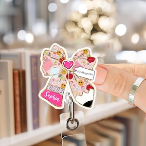 Custom Teacher Badge Reel, Back To School Badge, Custom Name Badge,Aesthetic Badge Reel For Work Teacher Badge Reel, Personalized Gift
