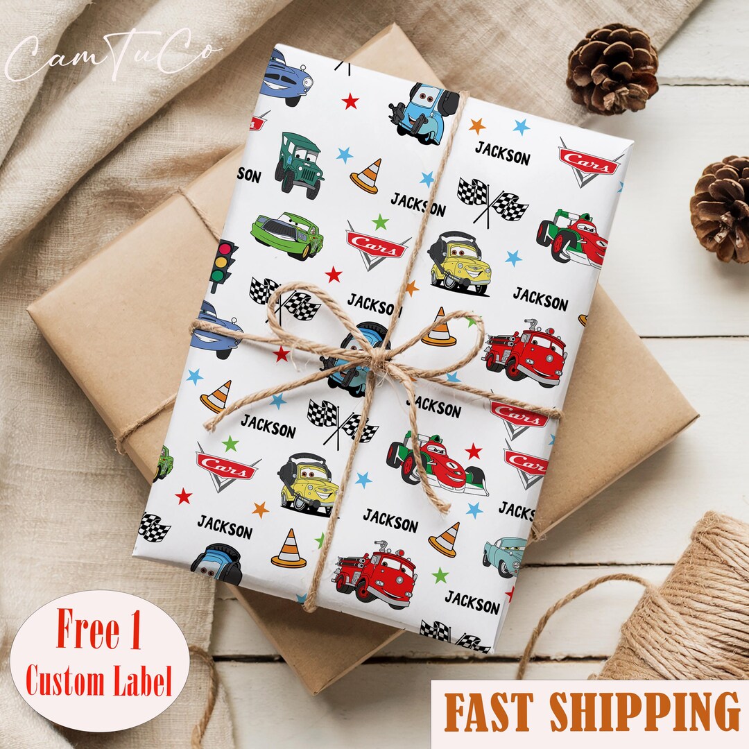 Lightning Mcqueen Christmas Wrapping Paper, Disney Cars Xmas Gift Wrap