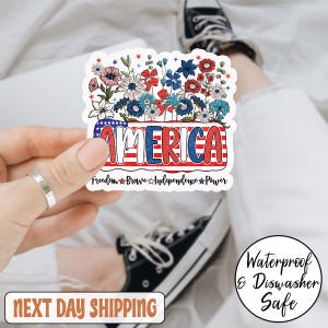 Adesivo floral americano/ímã de carro, 4 de julho, Dia da Independência Patriótica, adesivos de vinil à prova d'água para meninas, presentes recortados para laptop