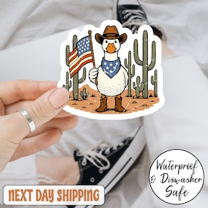 Sticker patriotique oie 4 juillet, sticker drôle oie des Etats-Unis, sticker vinyle fête de l'indépendance, cadeau animal mignon Amérique, humour du 4 juillet