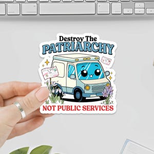 Zniszcz patriarchat, nie usługi publiczne, uratuj naklejkę USPS, listonosz, naklejki na paczki, naklejki winylowe, naklejki wodoodporne