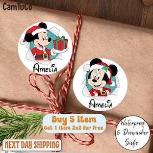 Aangepaste muis kerstlabels, aangepaste naam kerstnaamlabels, aangepaste kindercadeaulabelstickers kerststickers, kerstvakantielabels