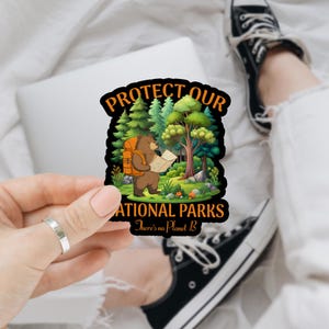 Pegatina "Protejamos nuestros parques nacionales. No hay un plan B", calcomanía clásica para la entrada a parques, calcomanía para la conservación de tierras públicas para excursionistas y campistas