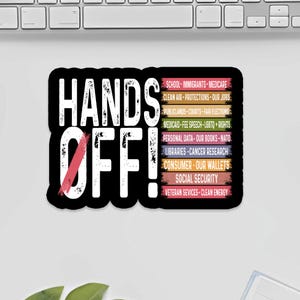 Hands Off Protest Anti Trump Aufkleber, Don't Touch Aufkleber, Protest Vinyl Aufkleber, Schutz des politischen Aktivismus Medicare soziale Sicherheit