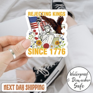 Sticker anti-atout/aimant de voiture Rejeter les rois depuis 1776, Sticker depuis 1776, Sticker No Kings In America, Sticker pro démocratie, Sticker anti-maga