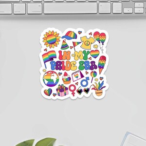 Pegatina LGBT Retro Groovy In My Pride Era, pegatina del Orgullo por los Derechos Gay, Orgullo Arcoíris, calcomanía "El Orgullo es Poder", Arcoíris Fuerte, Derechos LGBTQ+