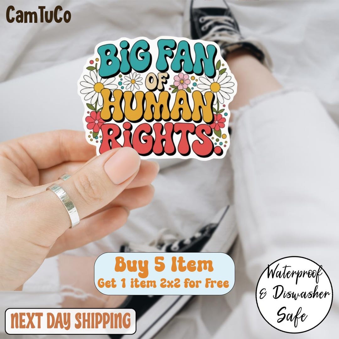 Democratic Rights Sticker Big Fan of Human Rights Floral Sticker, Social Justice Sticker, Support ...