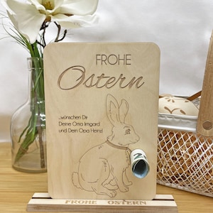 Personalisierbare Karte aus Holz zu Ostern – Karte zum Aufstellen
