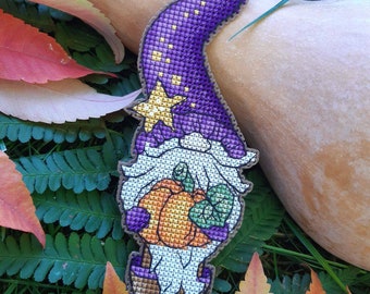 Fall Gnome Cross Stitch Pattern: Autumn Pumpkin Embroidery (PDF Pattern)