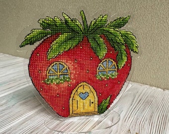 Strawberry House Cross Stitch Pattern: Fruit Home Embroidery (PDF)