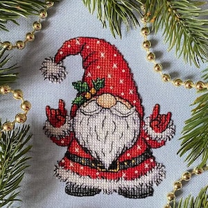 クリスマス ノーム クロスステッチ パターン PDF、クリスマス ノーム カウント クロスステッチ、かわいいホームギフト、クリスマス デコレーション PDF の即時ダウンロード