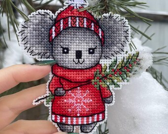 Cute christmas koala cross stitch pattern PDF + saga digital download