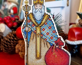St Nicholas Cross Stitch Chart: Christmas Ornament Embroidery (PDF Pattern)