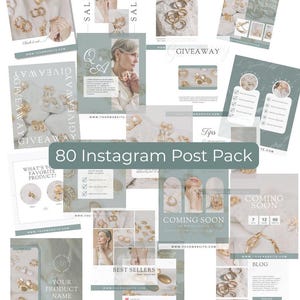 Jewelry Brand Instagram Post Templates: Gold & Neutral Canva Bundle (Digital Download)