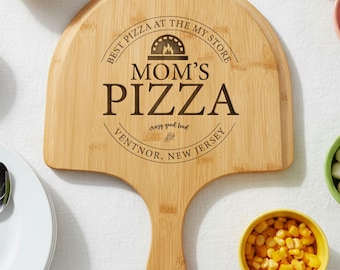 Engraved Wooden Pizza Peel, Personalized Pizza Board, Custom Bamboo Pizza Paddle, Pizza Serving Board, Gift for Pizza Lovers