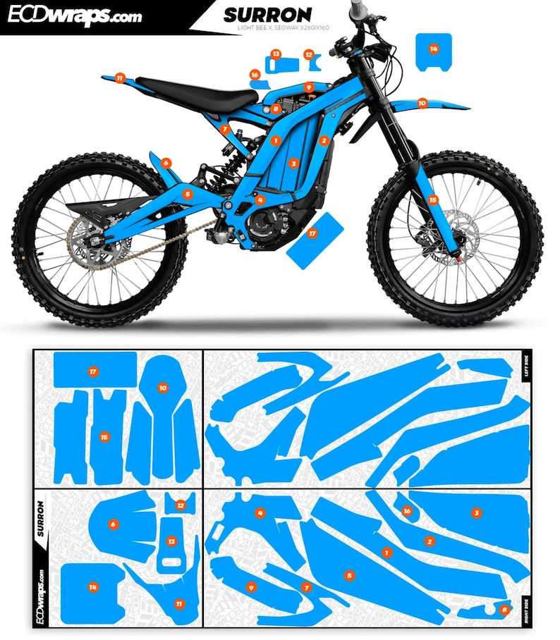 Sur-ron Light Bee X Graphics Kit - BOMBER Graphics Kit for Surron ...