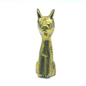 Vintage Brass Cat, MCM Cat Sculpture, Boho Cat Decor, Mid Century Modern Cat Figurine