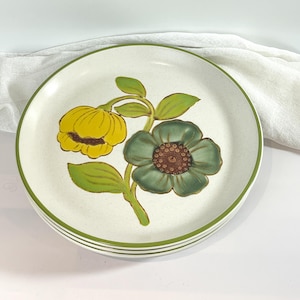 Royal Song Stoneware &quot;Kimberly&quot; Dinner Plate, Mod Flowers Ceramics, Flower Power Collectibles, Mid-Century Modern Plates (Sold Separately)