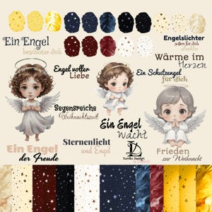 Angel Digiset DigiStamps + Digipapier Christmas, Clipart PNG, Timbri digitali * Testi in tedesco