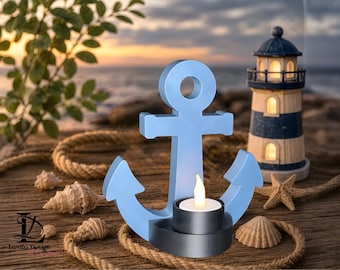 Anker Teelichthalter STL | Maritime 3D Druckdatei | LED Kerzenhalter | Deko für Zuhause | STL & 3MF