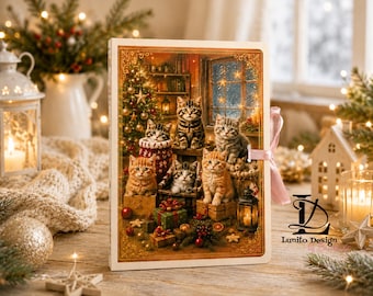 Cat Advent Calendar Book – 24 Boxes | Printable Craft Sheets | SVG + JPG | DIY Christmas Calendar