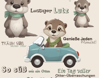 DigiStamp Otter-Motiv Set, Clipart PNG