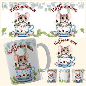 Mug file coffee mouse sublimation file Mug file with German text sublimation design