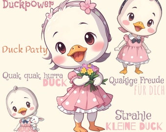 DigiStamp Enten-Motiv Set, Clipart PNG