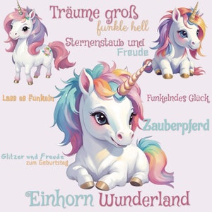Set di motivi unicorno DigiStamp, PNG clipart