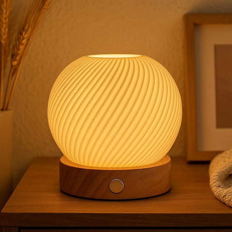 Lámpara táctil inalámbrica regulable – Mini lámpara de noche en espiral, luz ambiental recargable