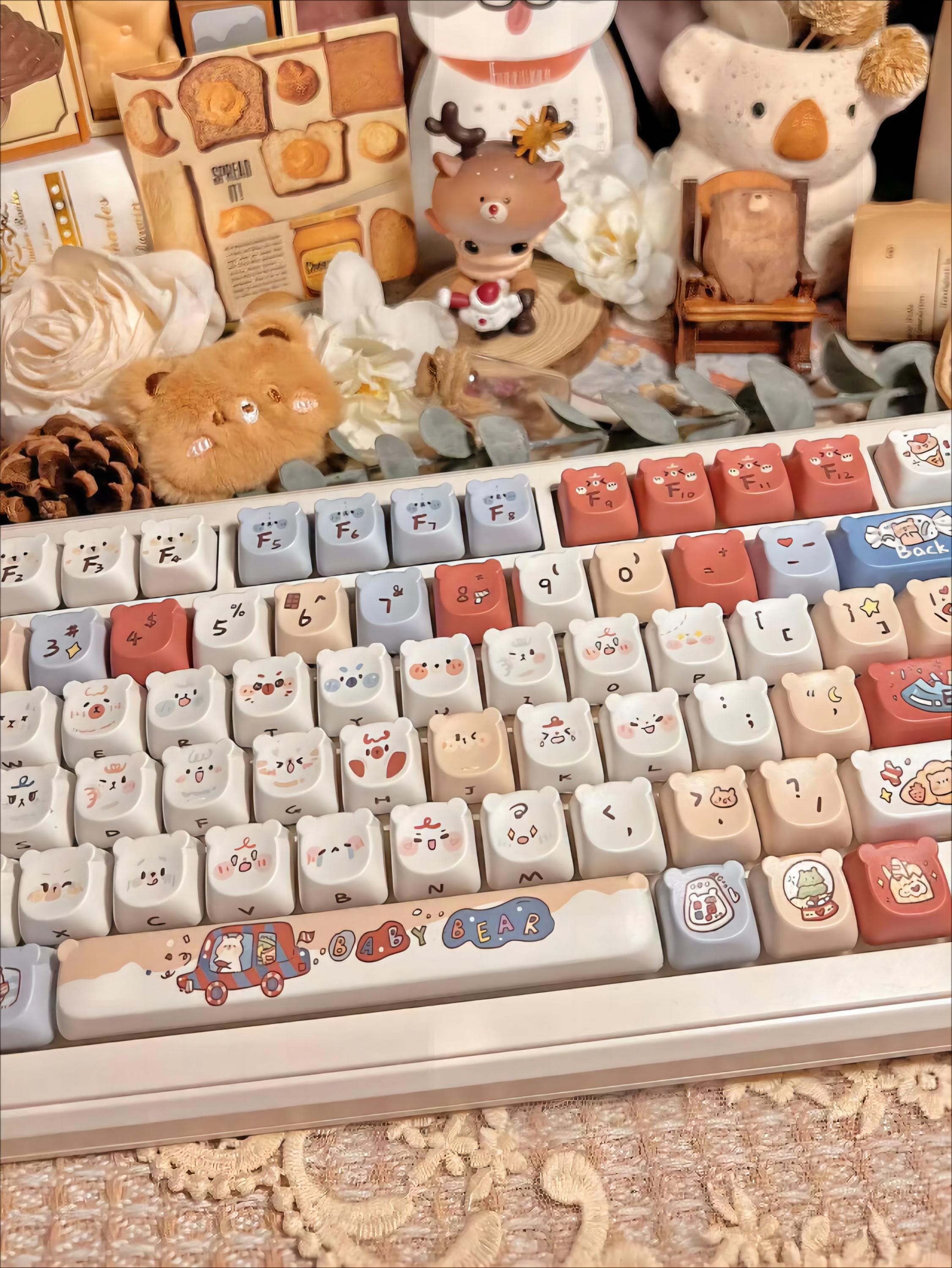 Cute Baby Bear Keycap Set(not Including Keyboard!!!), Mechanical ...