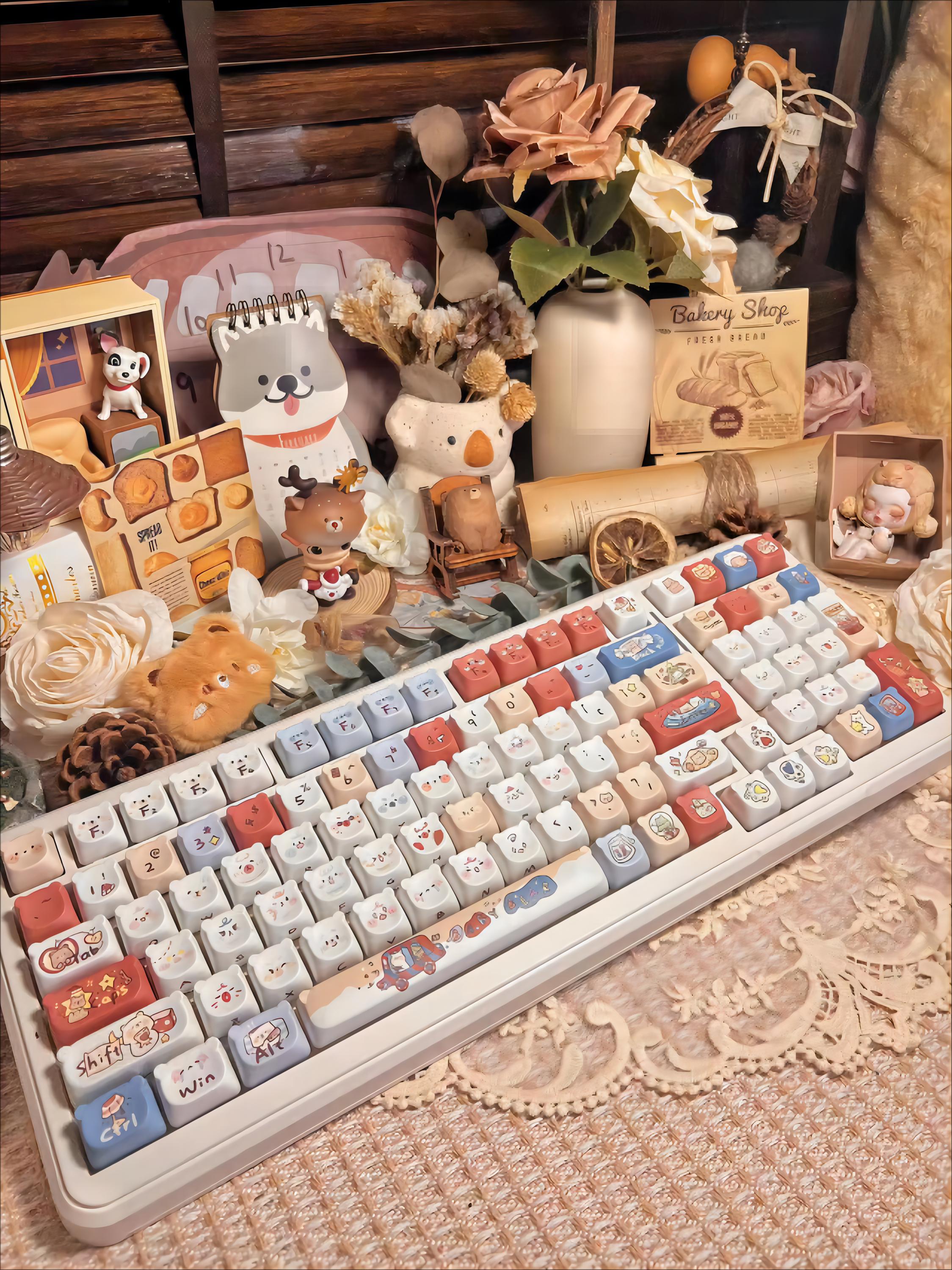 Cute Baby Bear Keycap Set(not Including Keyboard!!!), Mechanical ...