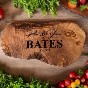 Live Edge Charcuterie Board Personalized Rustic Cheese Board Custom Olive Wood Board Live Edge Board Anniversary Gift Wedding Gift New Home