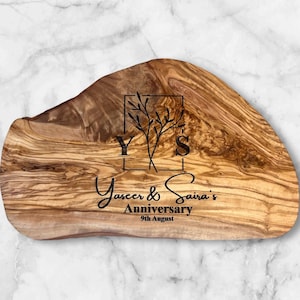 Live Edge Charcuterie Board Personalized Rustic Cheese Board Custom Olive Wood Board Live Edge Board Anniversary Gift Wedding Gift New Home