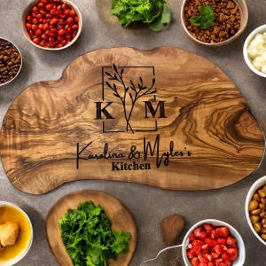 Live Edge Charcuterie Board Personalized Rustic Cheese Board Custom Olive Wood Board Live Edge Board Anniversary Gift Wedding Gift New Home