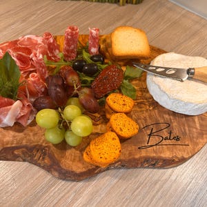 Live Edge Charcuterie Board Personalized Rustic Cheese Board Custom Olive Wood Board Live Edge Board Anniversary Gift Wedding Gift New Home