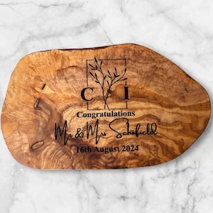 Live Edge Charcuterie Board Personalized Rustic Cheese Board Custom Olive Wood Board Live Edge Board Anniversary Gift Wedding Gift New Home