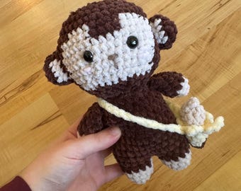 Crochet monkey with banana bag