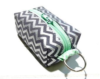 Chap stick holder, mini box bag, key chain pouch, chevron, Key ring, zipper pouch, money holder, key chain wallet, change purse, coin purse