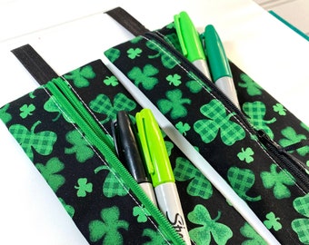 Planner pouch, Planner band,  Shamrock gift, Planner organizer, Calendar organizer, Planner accessories, pencil case, Lucky pouch. Shamrock