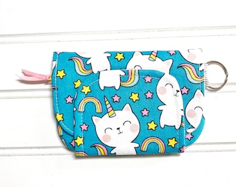 Caticorn wallet, Kids wallet, personalized gift, small wallet, wrist wallet, Lanyard wallet, Gift for kids, caticorn party favor , Caticorn